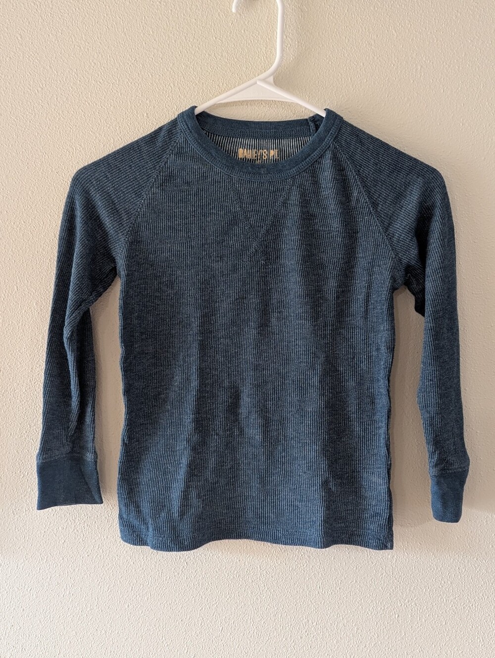 Blue Ribbed Long Sleeve Top